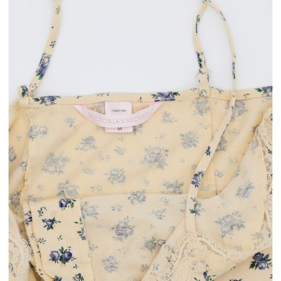 Victorias Secret Floral Cotton Summer Tank Lace Dress Lingerie Medium - Picture 2 of 3